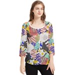 Digital Paper Scrapbooking Abstract Chiffon Quarter Sleeve Blouse