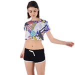 Digital Paper Scrapbooking Abstract Tie Back Short Sleeve Crop T-Shirt