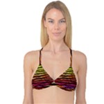Rainbow Wood Digital Paper Pattern Reversible Tri Bikini Top