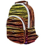 Rainbow Wood Digital Paper Pattern Rounded Multi Pocket Backpack