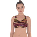 Rainbow Wood Digital Paper Pattern Cross String Back Sports Bra