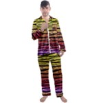 Rainbow Wood Digital Paper Pattern Men s Long Sleeve Satin Pajamas Set