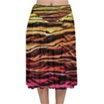Rainbow Wood Digital Paper Pattern Velvet Flared Midi Skirt