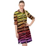 Rainbow Wood Digital Paper Pattern Long Sleeve Mini Shirt Dress
