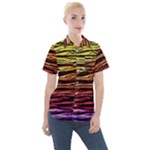 Rainbow Wood Digital Paper Pattern Women s Short Sleeve Pocket Shirt