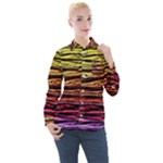 Rainbow Wood Digital Paper Pattern Women s Long Sleeve Pocket Shirt