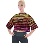 Rainbow Wood Digital Paper Pattern Mock Neck T-Shirt