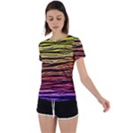 Rainbow Wood Digital Paper Pattern Back Circle Cutout Sports T-Shirt
