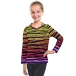 Rainbow Wood Digital Paper Pattern Kids  Long Mesh T-Shirt