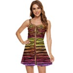 Rainbow Wood Digital Paper Pattern Ruffle Edge Bra Cup Chiffon Mini Dress