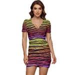 Rainbow Wood Digital Paper Pattern Low Cut Cap Sleeve Mini Dress
