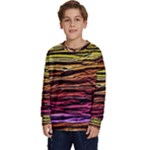 Rainbow Wood Digital Paper Pattern Kids  Crewneck Sweatshirt