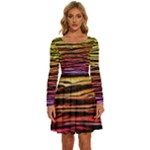 Rainbow Wood Digital Paper Pattern Long Sleeve Wide Neck Velvet Dress