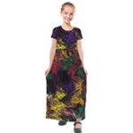 Eiffel Tower Pattern Wallpaper Kids  Short Sleeve Maxi Dress