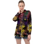 Eiffel Tower Pattern Wallpaper Long Sleeve Satin Shirt