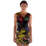 Floral Patter Flowers Floral Drawing Wrap Front Bodycon Dress