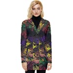 Floral Patter Flowers Floral Drawing Button Up Hooded Coat 