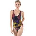 Floral Patter Flowers Floral Drawing High Leg Strappy Swimsuit