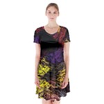 Abstract Painting Colorful Short Sleeve V-neck Flare Dress