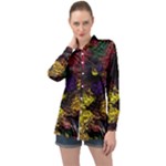 Floral Patter Flowers Floral Drawing Long Sleeve Satin Shirt