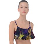 Floral Patter Flowers Floral Drawing Frill Bikini Top
