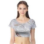Gray Light Marble Stone Texture Background Short Sleeve Crop Top