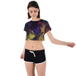 Abstract Painting Colorful Tie Back Short Sleeve Crop T-Shirt