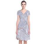 Gray Light Marble Stone Texture Background Short Sleeve Front Wrap Dress