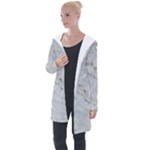 Gray Light Marble Stone Texture Background Longline Hooded Cardigan