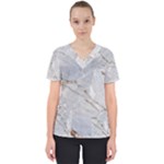 Gray Light Marble Stone Texture Background Women s V-Neck Scrub Top