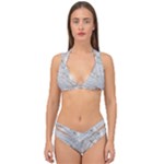 Gray Light Marble Stone Texture Background Double Strap Halter Bikini Set