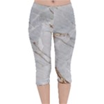 Gray Light Marble Stone Texture Background Velvet Capri Leggings 