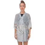 Gray Light Marble Stone Texture Background Half Sleeve Chiffon Kimono