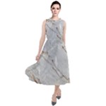 Gray Light Marble Stone Texture Background Round Neck Boho Dress