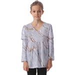 Gray Light Marble Stone Texture Background Kids  V Neck Casual Top