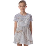 Gray Light Marble Stone Texture Background Kids  Short Sleeve Pinafore Style Dress