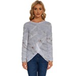 Gray Light Marble Stone Texture Background Long Sleeve Crew Neck Pullover Top