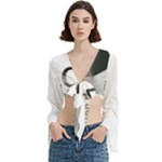 Leaf Leaf Trumpet Sleeve Cropped Top