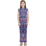 Cobalt arabesque Kids  Sleeveless Ruffle Edge Band Collar Chiffon One Piece