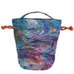 Abstarct cobalt waves Drawstring Bucket Bag