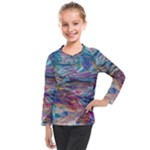 Abstarct cobalt waves Kids  Long Mesh T-Shirt