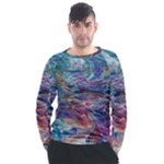 Abstarct cobalt waves Men s Long Sleeve Raglan T-Shirt