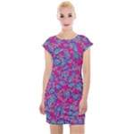Colorful cosutme collage motif pattern Cap Sleeve Bodycon Dress