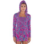 Colorful cosutme collage motif pattern Long Sleeve Hooded T-shirt