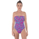 Colorful cosutme collage motif pattern Tie Back One Piece Swimsuit