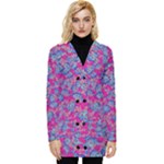 Colorful cosutme collage motif pattern Button Up Hooded Coat 