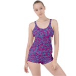 Colorful cosutme collage motif pattern Boyleg Tankini Set 