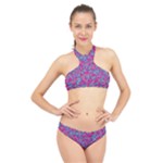 Colorful cosutme collage motif pattern High Neck Bikini Set