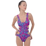 Colorful cosutme collage motif pattern Side Cut Out Swimsuit