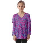 Colorful cosutme collage motif pattern Kids  V Neck Casual Top